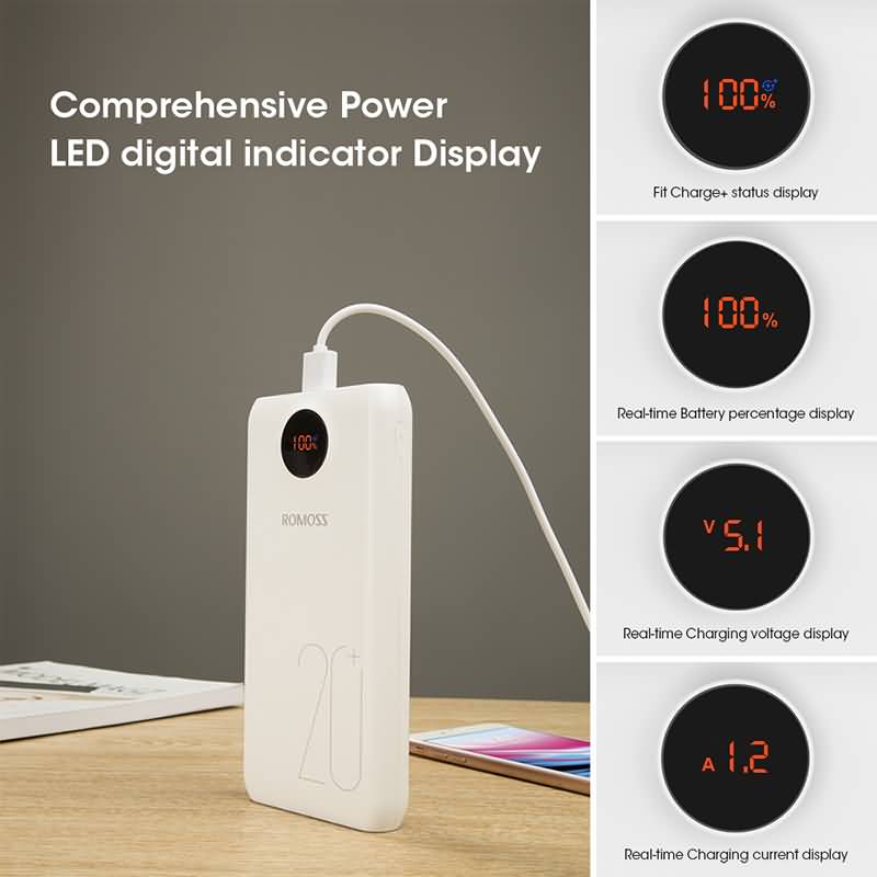 Buy ROMOSS SW20 Pro Power Bank 20000mAh 18W PD Quick Charge Portable Battery Charger Powerbank 